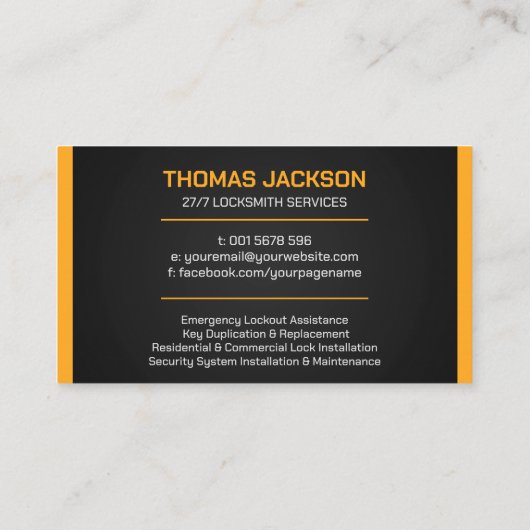 ロックスミス・サービス 名刺 (裏面)