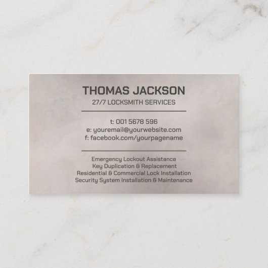 ロックスミス・サービス 名刺 (裏面)