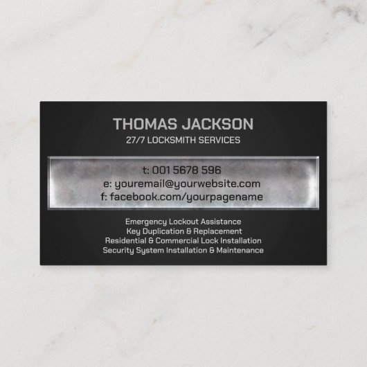 ロックスミス・サービス 名刺 (裏面)