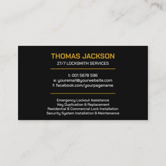 ロックスミス・サービス 名刺 (裏面)