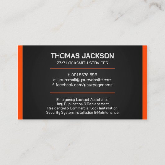 ロックスミス・サービス 名刺 (裏面)