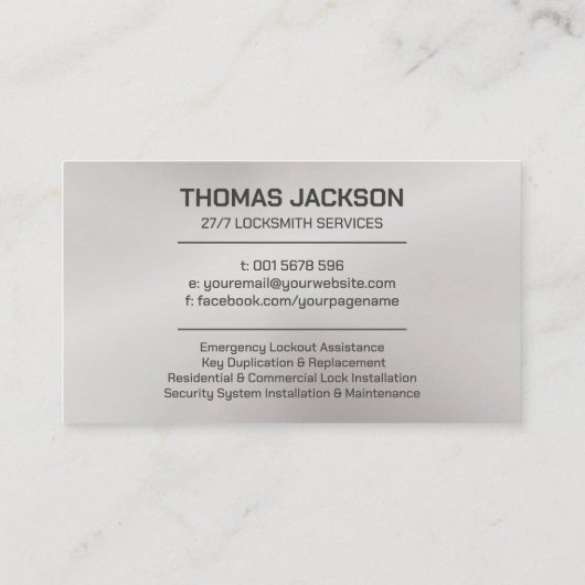 ロックスミス・サービス 名刺 (裏面)