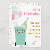 ロックダウンおもしろいコービッドゴミ箱誕生日カード (正面/裏面)