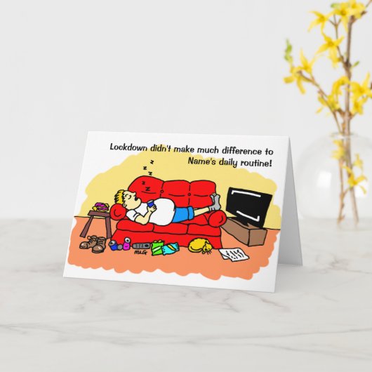 ロックダウンレイジーマンおもしろい漫画誕生日 カード (黄色い花)