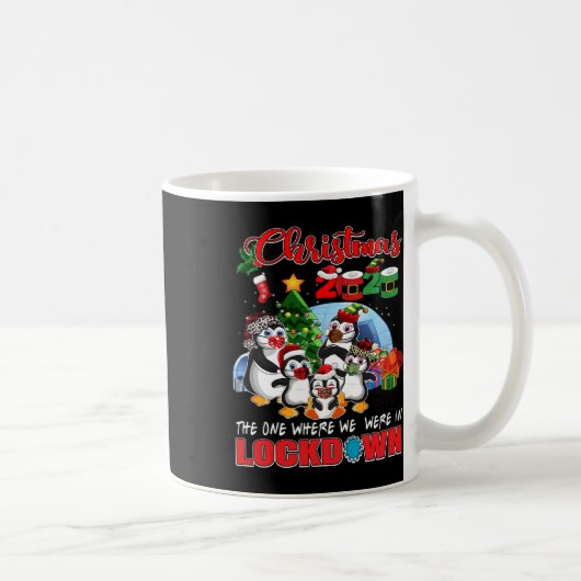 ロックダウン中のクリスマス ペンギン コーヒーマグカップ (右)