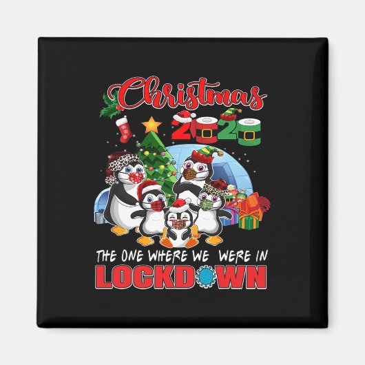 ロックダウン中のクリスマス ペンギン マグネット (正面)