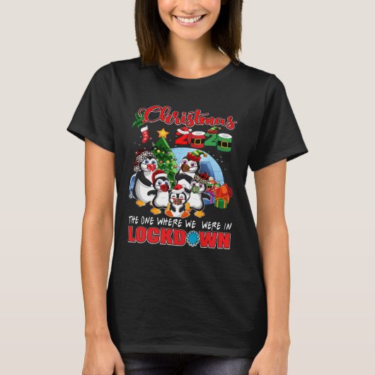 ロックダウン中のクリスマス Pengui Tシャツ (正面)