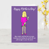 ロックダウン中のワインボトルを片手に過ごす母の日 カード (黄色い花)