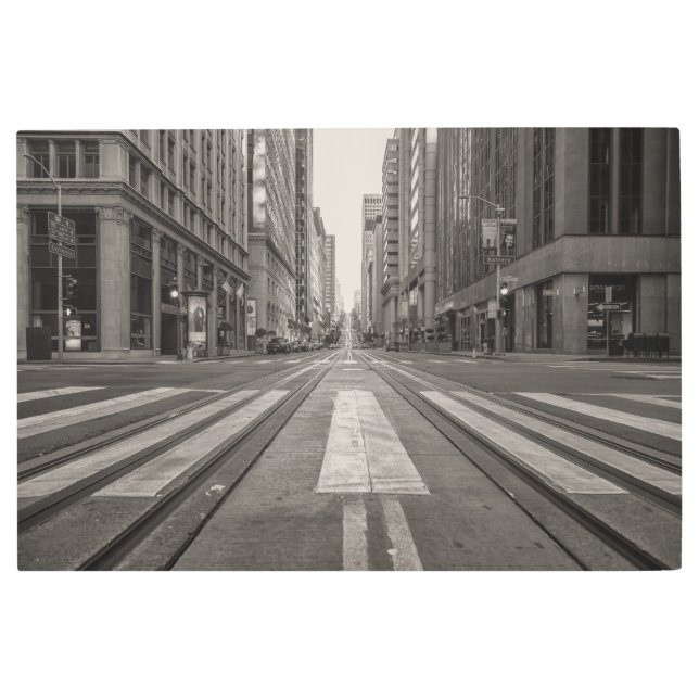 ロックダウン中の都市 メタルプリント (正面)