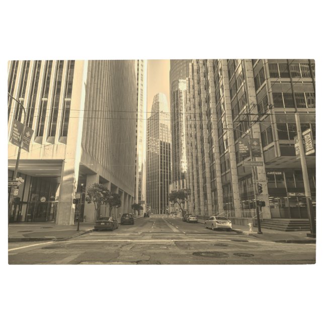 ロックダウン中の都市 メタルプリント (正面)