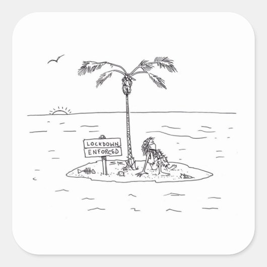 ロックダウン強制の大きな四角いステッカー スクエアシール (正面)