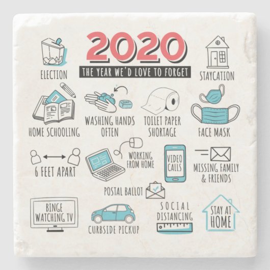 ロックダウン検疫2020活動の記念 ストーンコースター (正面)