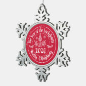 ロックダウン2020年のクリスマスおもしろいの年 スノーフレークピューターオーナメント (右)