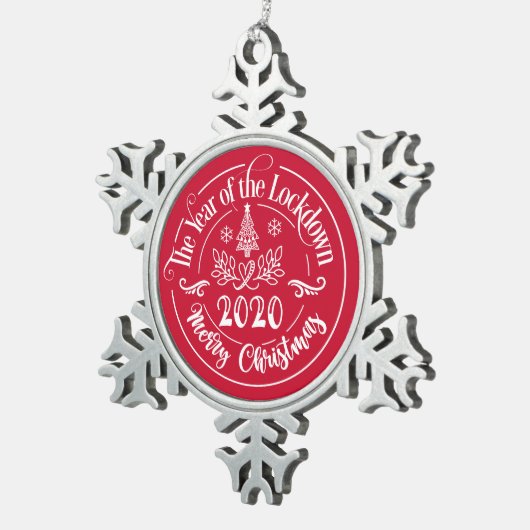 ロックダウン2020年のクリスマスおもしろいの年 スノーフレークピューターオーナメント (右)