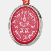 ロックダウン2020年のクリスマスおもしろいの年 メタルオーナメント (左)