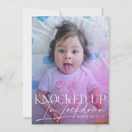ロックダウンCOVIDの誕生発表でノックアップ 案内状 (正面)