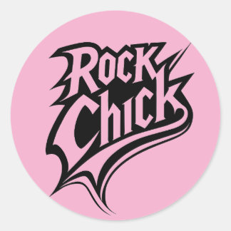 ロックチックはっきりした – 白黒タイポグラフィ ラウンドシール