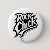 ロックチックはっきりした – 白黒タイポグラフィ 缶バッジ (正面)