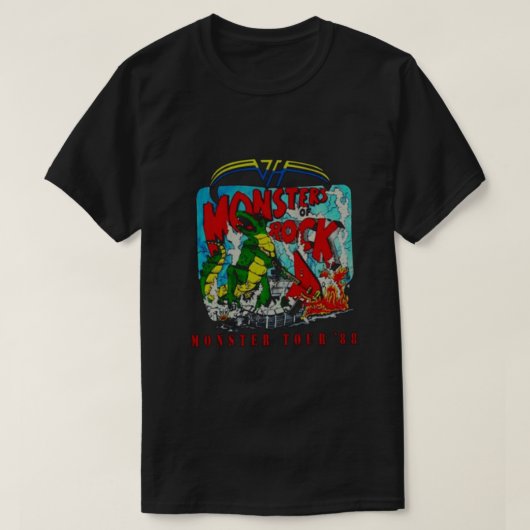 ロックツアーのモンスターズ1988コンサートヴィンテージモンスター Tシャツ (デザイン正面)