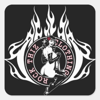 ロックティズ服ピンナップ女の子#3シール スクエアシール