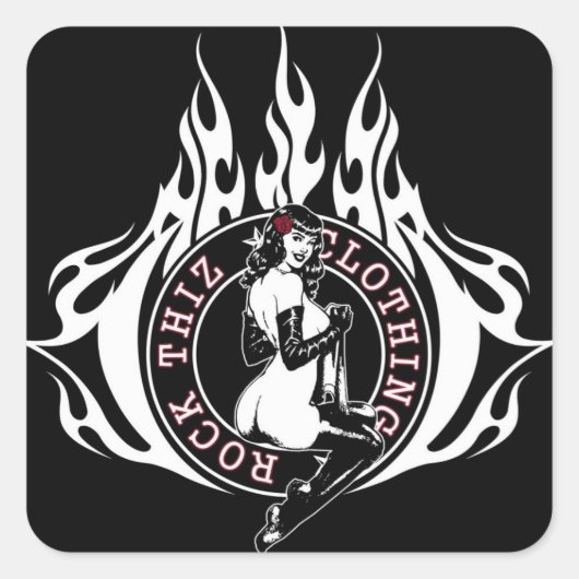 ロックティズ服ピンナップ女の子#3シール スクエアシール (正面)