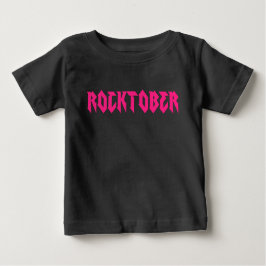 ロックトバーロックミュージックピンクプリント ベビーTシャツ