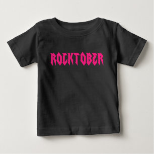 ロックトバーロックミュージックピンクプリント ベビーTシャツ