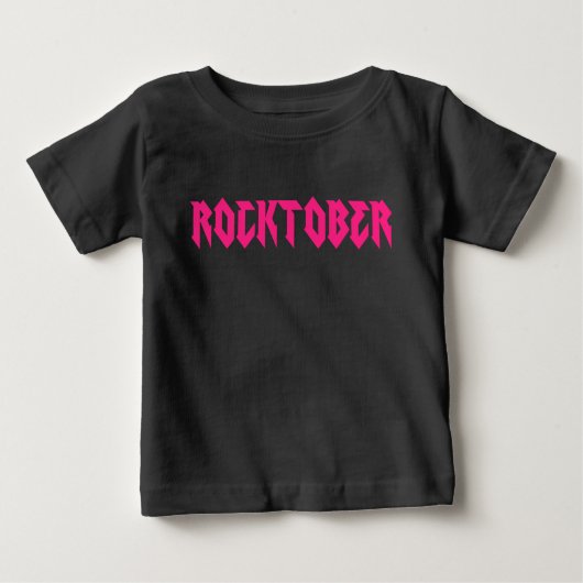 ロックトバーロックミュージックピンクプリント ベビーTシャツ (正面)