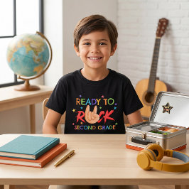 ロックハンドサイン 2年生 大胆なグラフィック バックトゥスクール Tシャツ