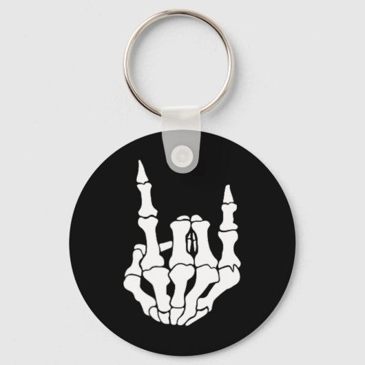 ロックハンドスケルトンヴィンテージロッカーサインハロウィーンP キーホルダー (正面)