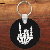 ロックハンドスケルトンヴィンテージロッカーサインハロウィーンP キーホルダー (正面)