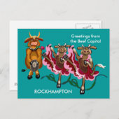 ロックハンプトン牛と牛の牛資本 ポストカード (正面/裏面)