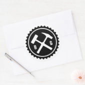 ロックハンマーバッジ(2イニシャル) ラウンドシール (封筒)