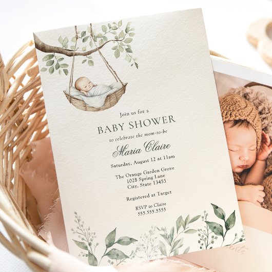 ロックバイベビーグリーンリーベビーシャワー招待状 招待状