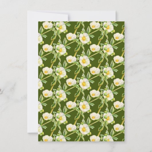 ロックバラの水の色アートホワイトグリーン結婚ズ 招待状 (裏面)