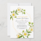 ロックバラの水の色アート白い黄色のグレー結婚ズ 招待状 (正面)