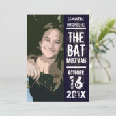 ロックバンドのバットミツバ祭写真招待 黒 招待状 (スタンド正面)