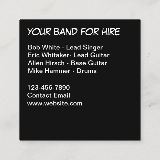 ロックバンドクールの名刺 スクエア名刺 (裏面)