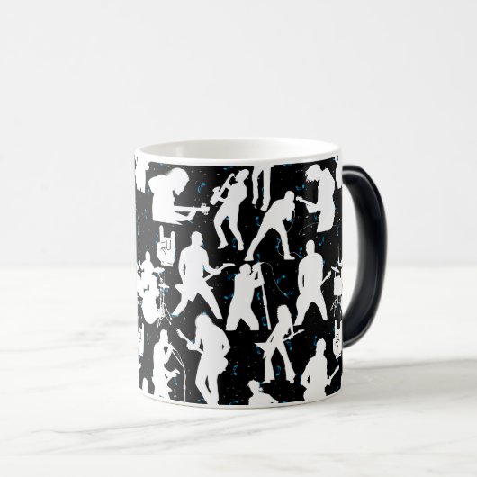 ロックバンドシルエットパターン.wブラックBG モーフィングマグカップ (正面右)