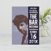 ロックバンドバー(ユダヤ教の)バル・ミツバー招待状インブラック 招待状 (スタンド正面)