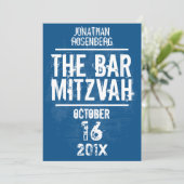 ロックバンドバー(ユダヤ教の)バル・ミツバー招待状オールタイプインブルー 招待状 (スタンド正面)