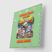 ロックバンド付き全国ドッグレスキューお祝い スクエア壁時計 (傾斜)