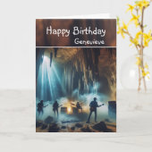ロックバンド遊の地下の洞窟の誕生日 カード (黄色い花)