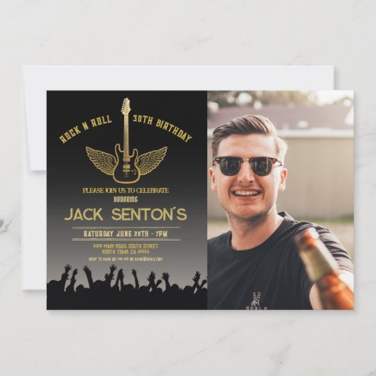 ロックバースデーパーティーフェスティバルギターフォト招待状 招待状 (正面)