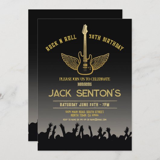 ロックバースデーパーティーフェスティバルギターミュージック招待状 招待状 (正面/裏面)