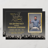 ロックバースデーパーティーフェスティバル群衆音楽写真 招待状 (正面/裏面)