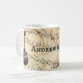 ロックパーソナライズされたとロールのギターの音波 コーヒーマグカップ (正面左)