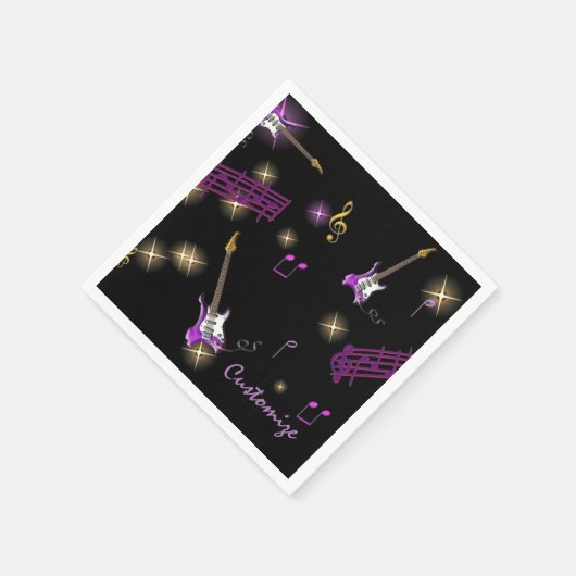 ロックパーソナライズされたスター音楽バックグラウンドナプキンス スタンダードカクテルナプキン (角)