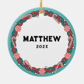 ロックパーソナライズされた登山ホリデーギフト セラミックオーナメント (裏面)