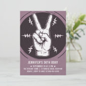 ロックパーティーピースサインピンクアダルトモダン誕生日 招待状 (スタンド正面)